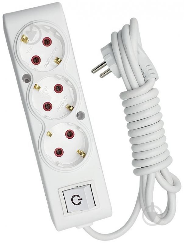 Подовжувач з вимикачем ТЕССО із заземленням 3 гн. білий 3 м 102 302 03 - фото 1 Подовжувач з вимикачем ТЕССО із заземленням 3 гн. білий 3 м 102 302 03 - фото 1