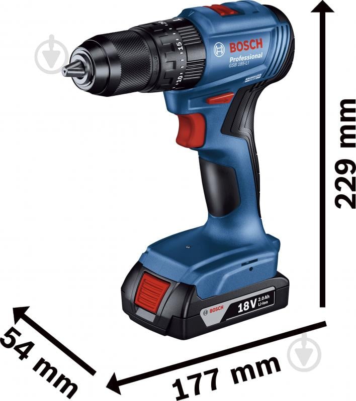 Шуруповерт ударний акумуляторний Bosch Professional GSB 185-LI 06019K3100 - фото 3