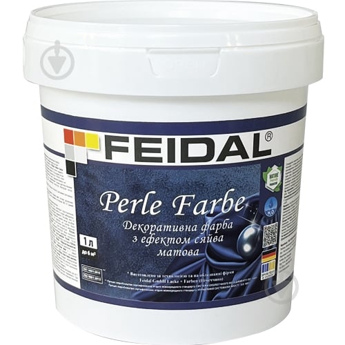 Декоративне покриття Feidal Perle Farbe матовий безбарвний 1 л - фото 1 Декоративне покриття Feidal Perle Farbe матовий безбарвний 1 л - фото 1
