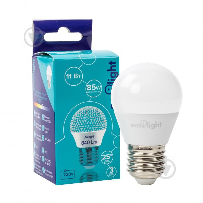 Лампа світлодіодна Emilight 11 Вт G45 матова E27 180 В 4100 К LED G45-11W-4100K-E27 - фото 1