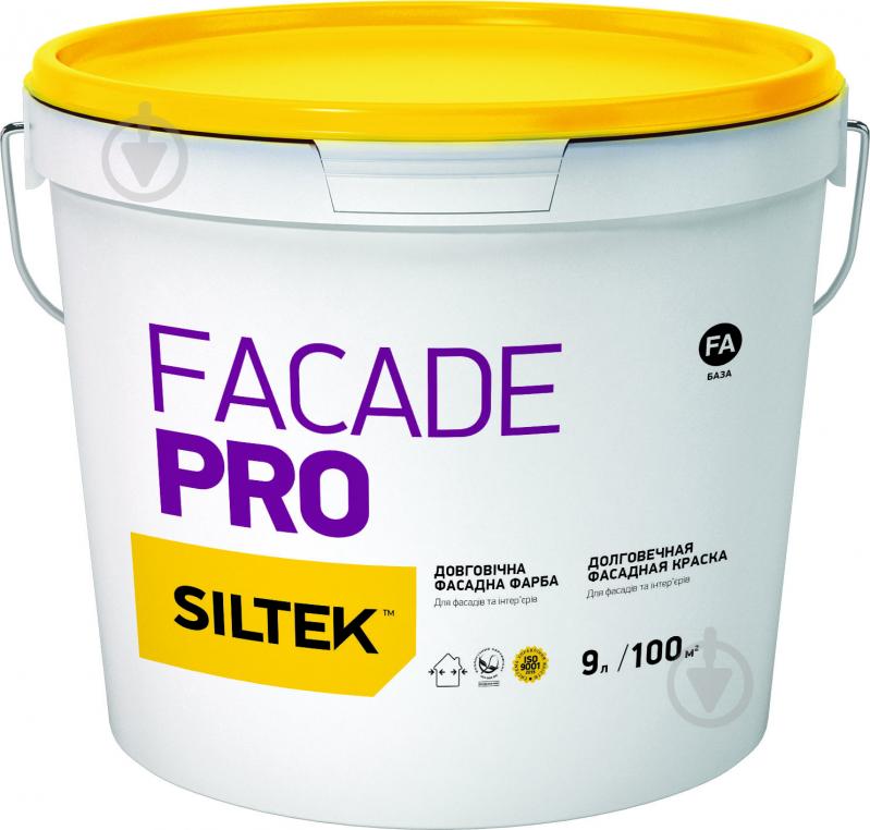 Краска латексная водоэмульсионная Siltek FACADE PRO База FА мат белый 9 л - фото 1