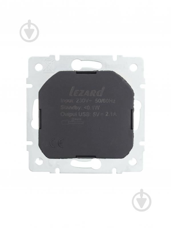 Розетка + USB 1 із заземленням Lezard Vesna IP20 білий 742-0288-181 - фото 3