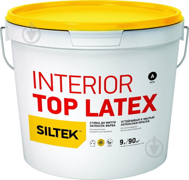 Краска латексная водоэмульсионная Siltek INTERIOR TOP LATEX База А мат белый 9 л - фото 1