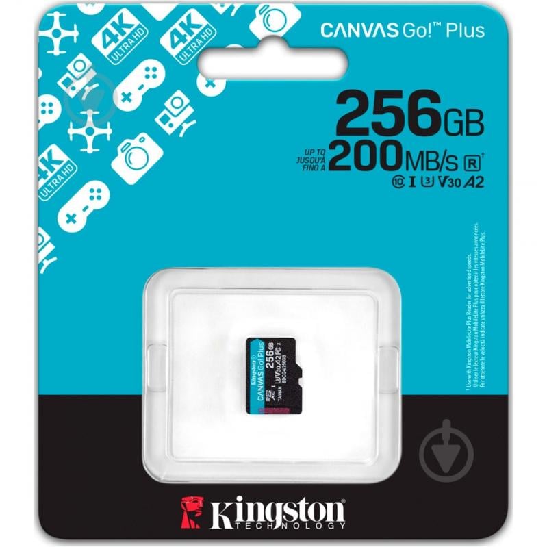 Карта пам'яті Kingston microSDXC 256 ГБ UHS-IClass 10 (SDCG4/256GBSP ) Canvas Go! Plus R200/W160MB/s - фото 3