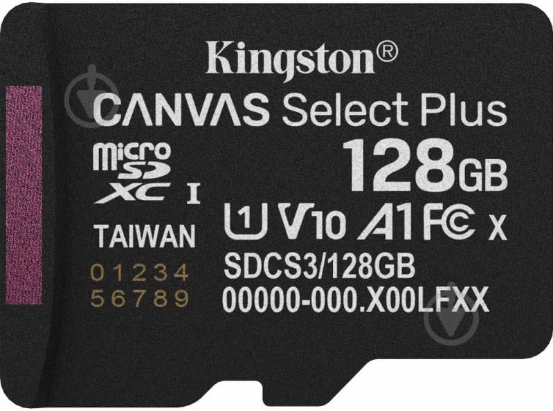 Карта пам'яті Kingston microSDXC 128 ГБ UHS-IClass 10 (SDCS3/128GBSP ) Canvas Select Plus R150MB/s - фото 1