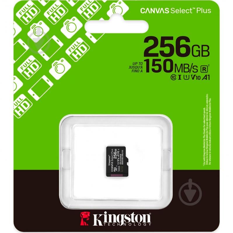 Карта памяти Kingston microSDXC 256 ГБ UHS-IClass 10 (SDCS3/256GBSP ) Canvas Select Plus R150MB/s - фото 3