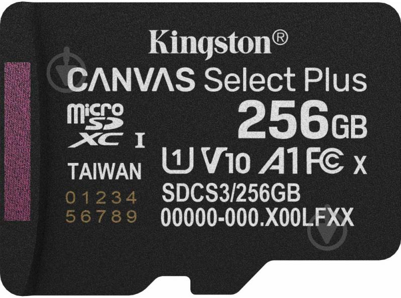Карта памяти Kingston microSDXC 256 ГБ UHS-IClass 10 (SDCS3/256GBSP ) Canvas Select Plus R150MB/s - фото 1