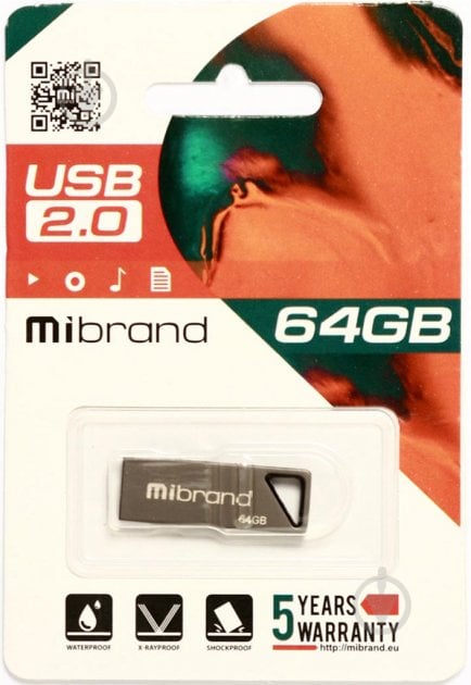 Флешпам'ять USB Mibrand Stingray 64 ГБ USB 2.0 grey (MI2.0/ST64U5G) - фото 2