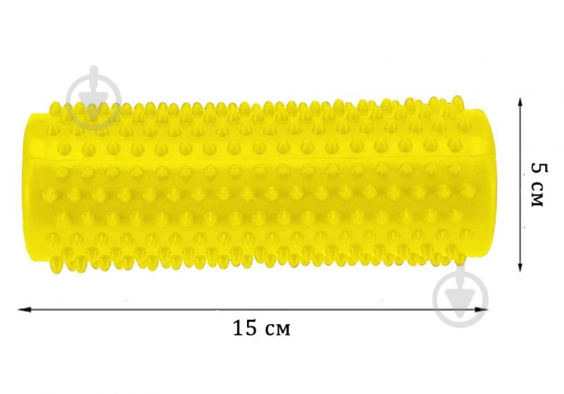 Масажний ролик EasyFit Овальний almond ef-1071-y 16х6.5 см із шипами жовтий - фото 2