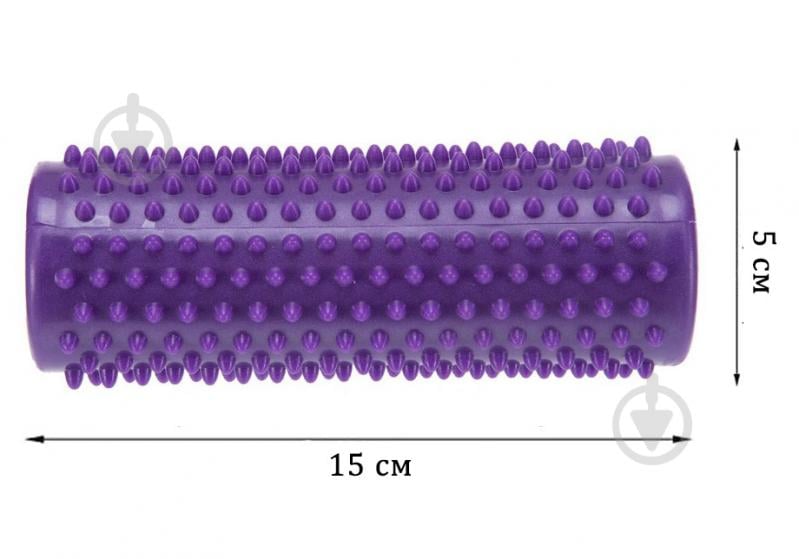 Масажний ролик EasyFit циліндричний almond ef-1071-v 16х6.5 см із шипами фіолетовий - фото 2