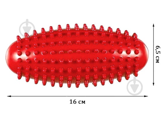 Масажний ролик EasyFit Овальний almond ef-1071-r 16х6.5 см із шипами червоний - фото 2