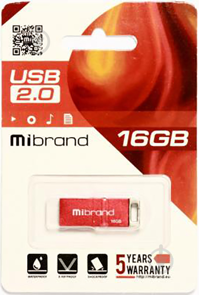 Флешпам'ять USB Mibrand Chameleon 16 ГБ USB 2.0 red (MI2.0/CH16U6R) - фото 2