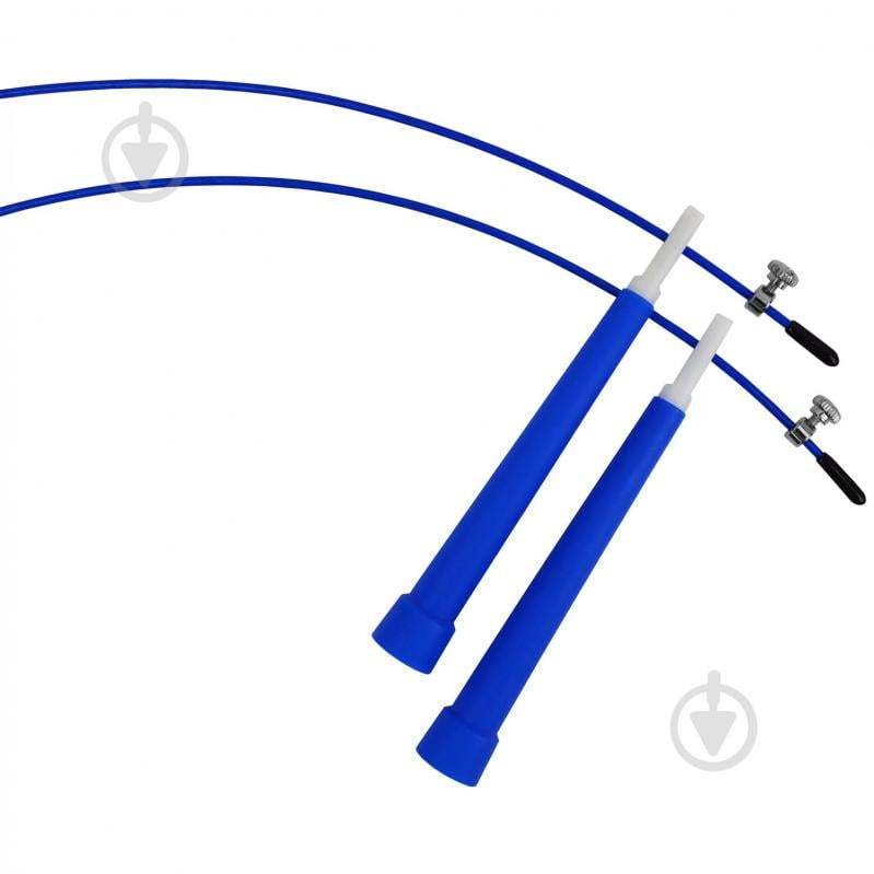 Скакалка EasyFit Speed Cable Rope 3 м со стальным тросом и регулируемой длиной синяя EF-2039-BL - фото 3