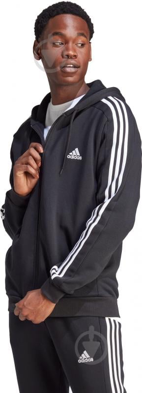 Джемпер Adidas Essentials Fleece 3-Stripes Full-Zip IB4029 р.3XL чорний - фото 1