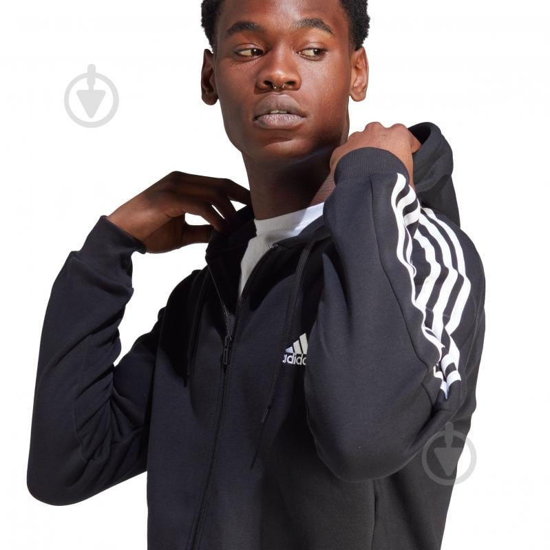 Джемпер Adidas Essentials Fleece 3-Stripes Full-Zip IB4029 р.3XL чорний - фото 3