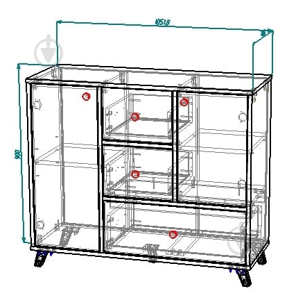 Комод Вісент 3ш+2дв ОЛ04 1050x900x400 мм біла аляска/скай/блакитний/дуб крафт сірий/сірий - фото 2 Комод Вісент 3ш+2дв ОЛ04 1050x900x400 мм біла аляска/скай/блакитний/дуб крафт сірий/сірий - фото 2