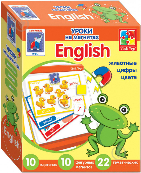 Игра настольная Vladi Toys Английский язык на магнитах Животные VT1502-10 - фото 1