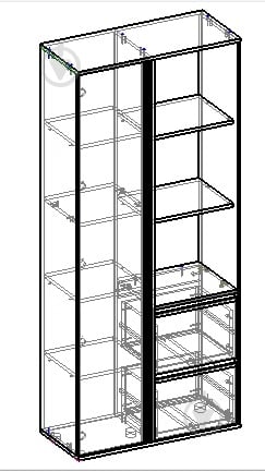 Пенал Вісент А 1дв+2ш ГБ14 2100х900х400 мм кашемір / кашемір/мармур чорний - фото 2