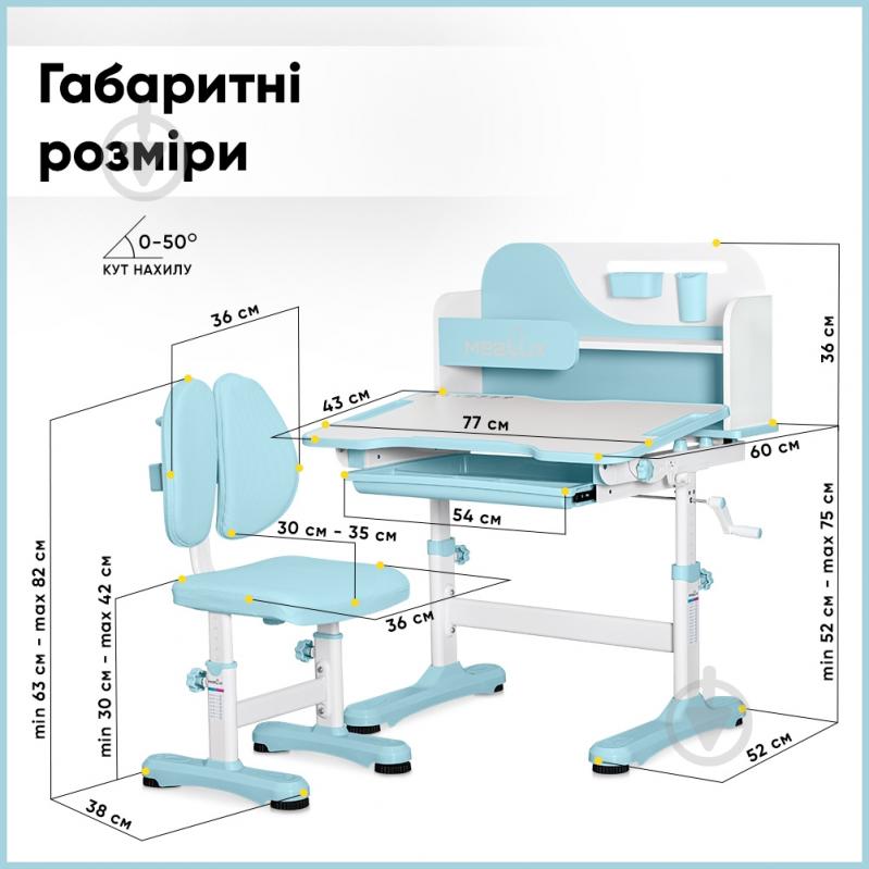 Комплект меблів дитячий Mealux Wave Blue - фото 3