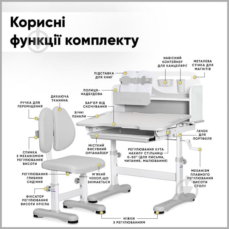 Комплект мебели детский Mealux Wave Grey - фото 4 Комплект мебели детский Mealux Wave Grey - фото 4