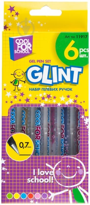 Набір ручок гелевих Cool For School Glint 6 кольорів - фото 2