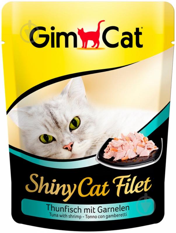 Корм Gimpet GimCat ShinyCat Filet шматочки тунця з криветками у бульоні 70 г G - 412863 70 г - фото 1