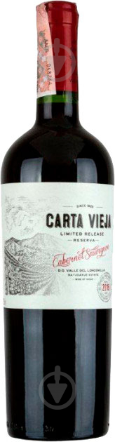 Вино Carta Vieja Cabernet Sauvignon красное сухое (7804310545694) 0,75 л - фото 1