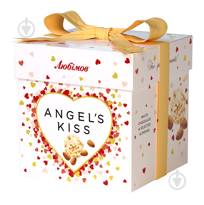 Цукерки Любимов шоколадні білі з мигдалем, рисовими кульками та кокосовою стружкою Angel's Kiss 140 г - фото 1