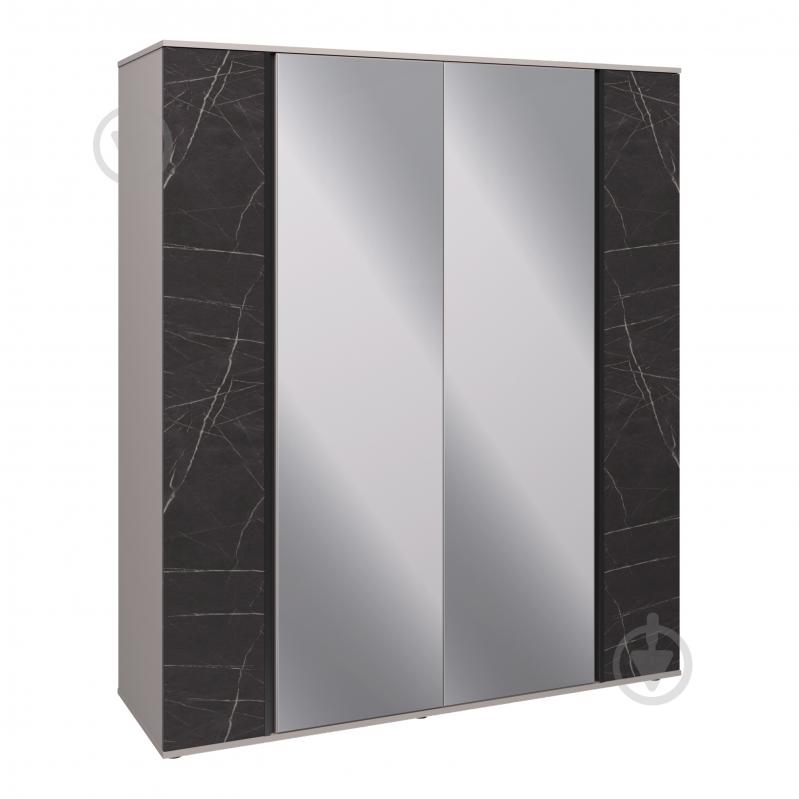 Шафа Вісент 4дв + дзеркало ГБ18 2100х1795х600 мм кашемір / кашемір/мармур чорний - фото 1