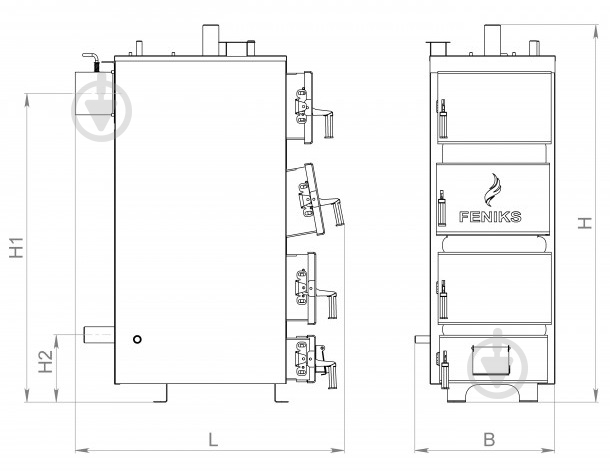 Котел твердопаливний Feniks C 22 кВт Plus, товщина сталі 5мм - фото 6