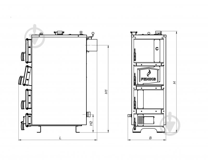 Котел твердотопливный Feniks C 22 кВт Plus, толщина стали 5мм - фото 6