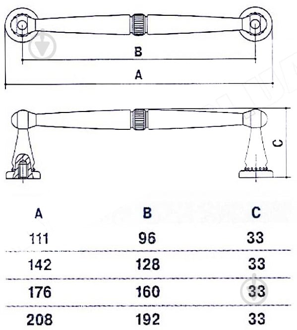 Меблева ручка скоба MVM 160 мм D-1015-160 MAN матовий античний нікель - фото 2