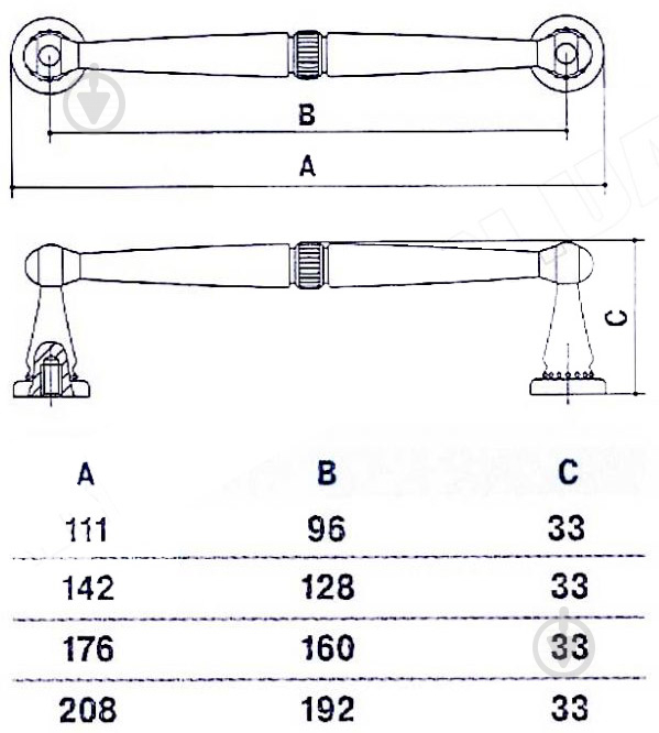 Меблева ручка скоба MVM 192 мм D-1015-192 SMAB антична бронза - фото 2