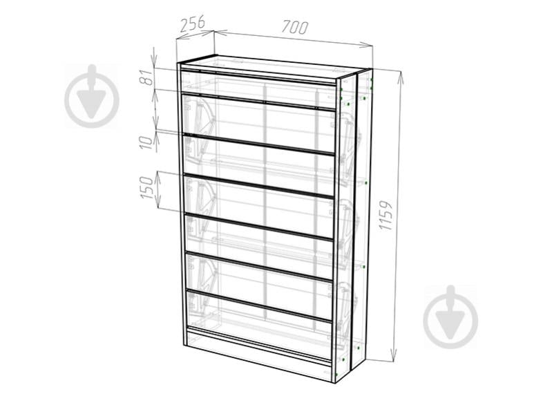 Тумба для обуви DC Sofi 2 700x256x1159 мм дуб тахо - фото 4