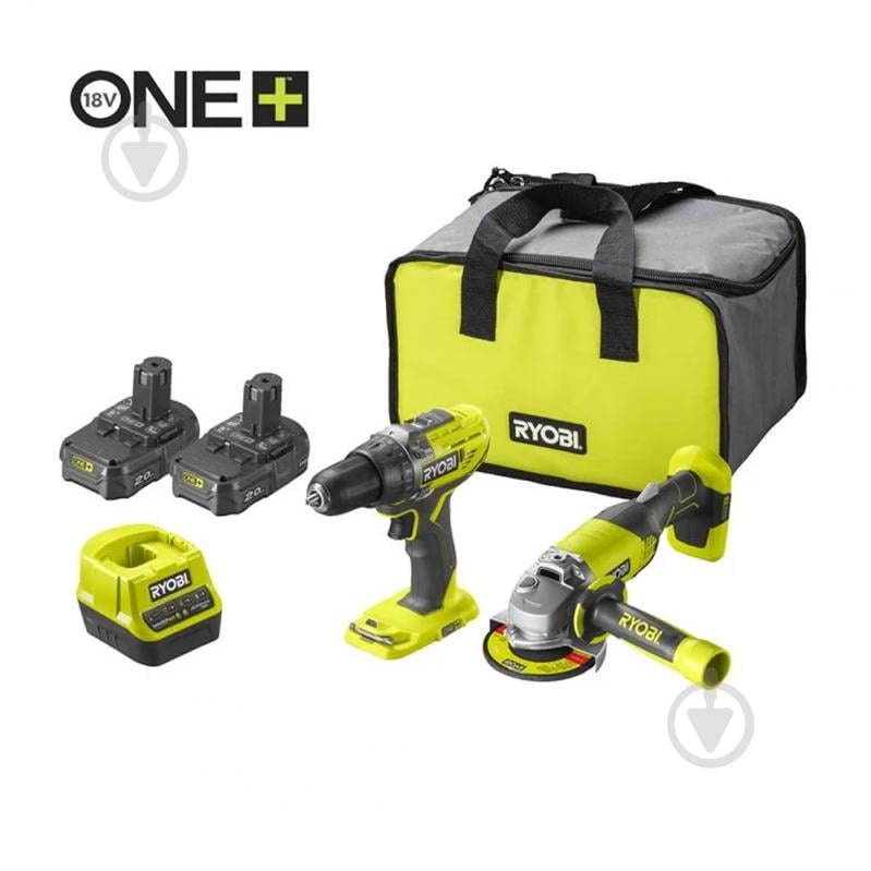 Набор аккумуляторного инструмента RYOBI (ONE+) шуруповерт R18DD3 + КШМ R18AG R18DDAG-220S - фото 2