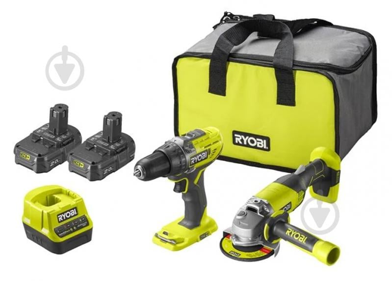 Набір акумуляторного інструменту RYOBI (ONE+) шуруповерт R18DD3 + КШМ R18AG R18DDAG-220S - фото 1