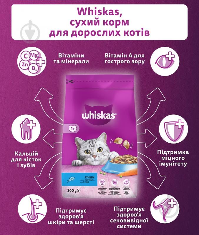 Корм сухой для взрослых котов Whiskas с тунцом 300 г - фото 3 Корм сухой для взрослых котов Whiskas с тунцом 300 г - фото 3