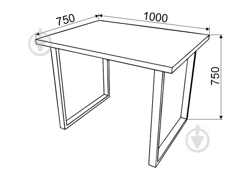 Стіл обідній DC Rod 1000x750x32 Кантрі 2 ноги чорні квадрат - фото 2