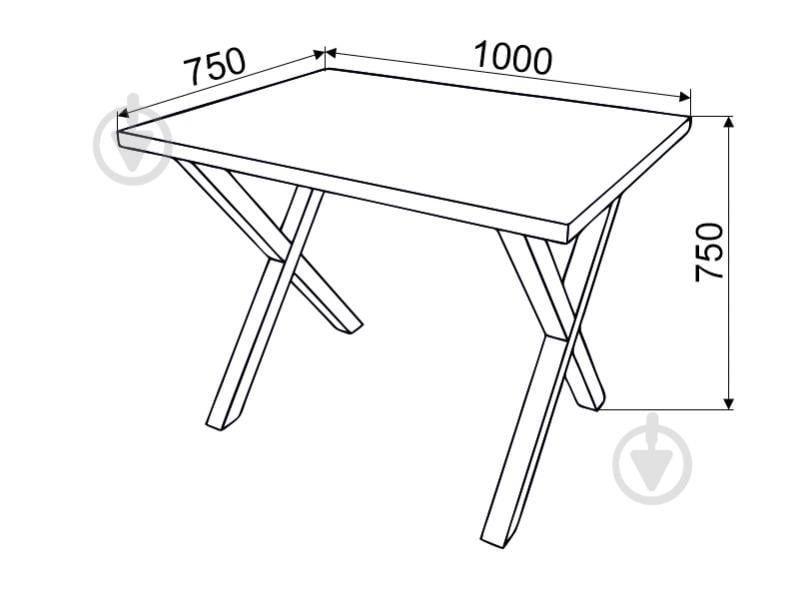 Стол обеденный DC Tim 1000x750x32 Белый Аляска 2 ноги черные Х - фото 2