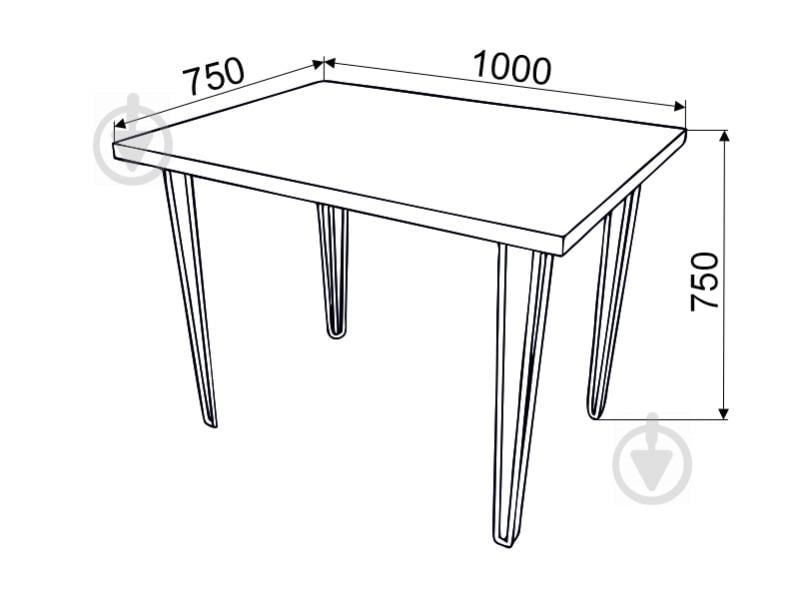 Стол обеденный DC Tom 1000x750x32 Графит 4 ноги белые прутовые - фото 2