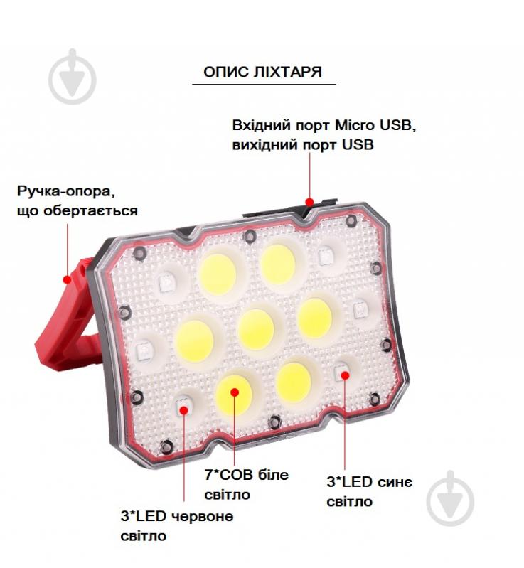 Фонарь прожекторный Quantum Worklight QM-FL2030 Worker 15W COB+LED с функцией Power Bank - фото 2