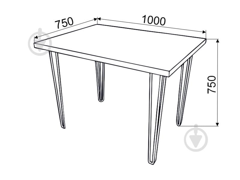 Стол обеденный DC Tom 1000x750x32 Дуб Тахо 4 ноги белые прутовые - фото 2