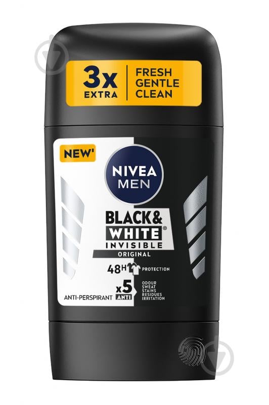 Антиперспирант для мужчин Nivea Black Pearl Черное и Белое Невидимый Original 50 мл - фото 1