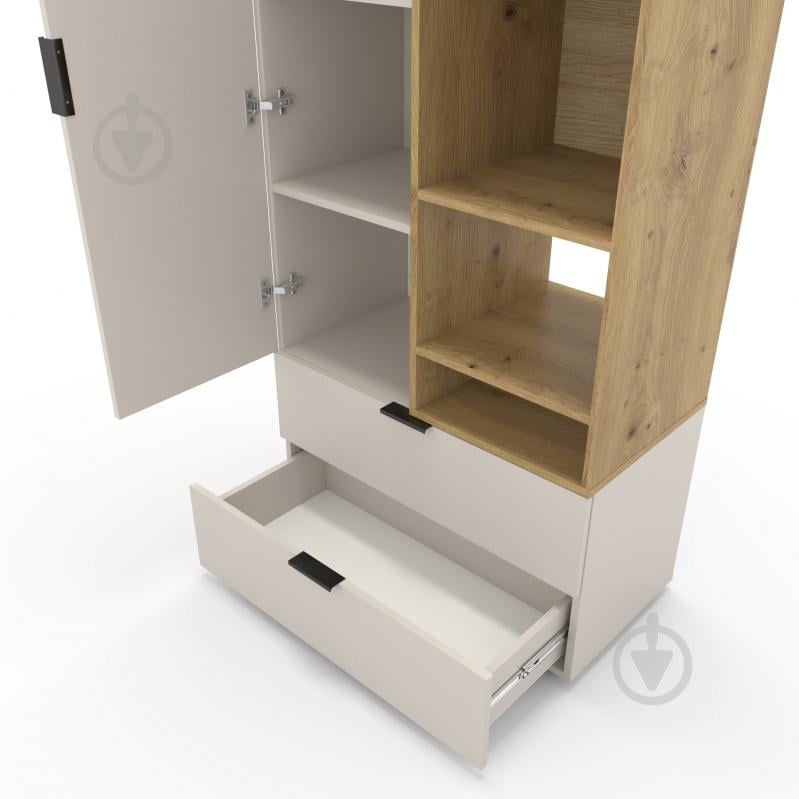 Шкаф Metkas Home A001R 1д2ш ЛДСП 2300х800х420 мм кашемир / дуб артизан / кашемир - фото 3 Шкаф Metkas Home A001R 1д2ш ЛДСП 2300х800х420 мм кашемир / дуб артизан / кашемир - фото 3