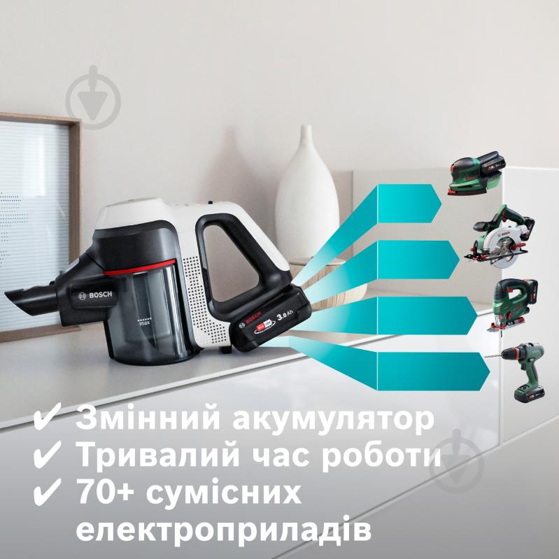 Пылесос аккумуляторный Bosch Unlimited 7 BBS711W white - фото 13