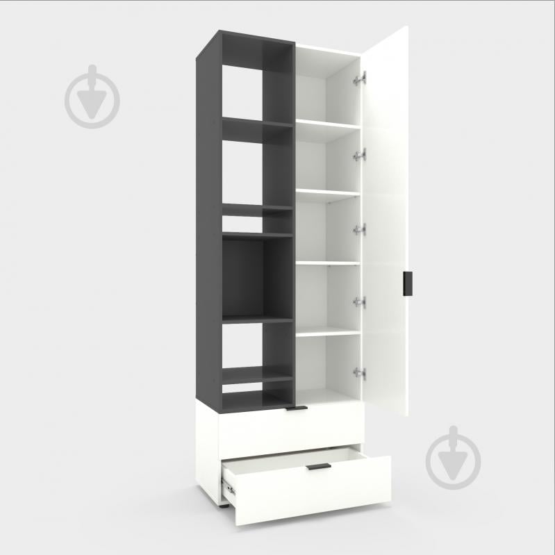 Шафа Metkas Home A001L 1д2ш ЛДСП 2300х800х420 мм білий сніг / антрацит / білий сніг - фото 2 Шафа Metkas Home A001L 1д2ш ЛДСП 2300х800х420 мм білий сніг / антрацит / білий сніг - фото 2