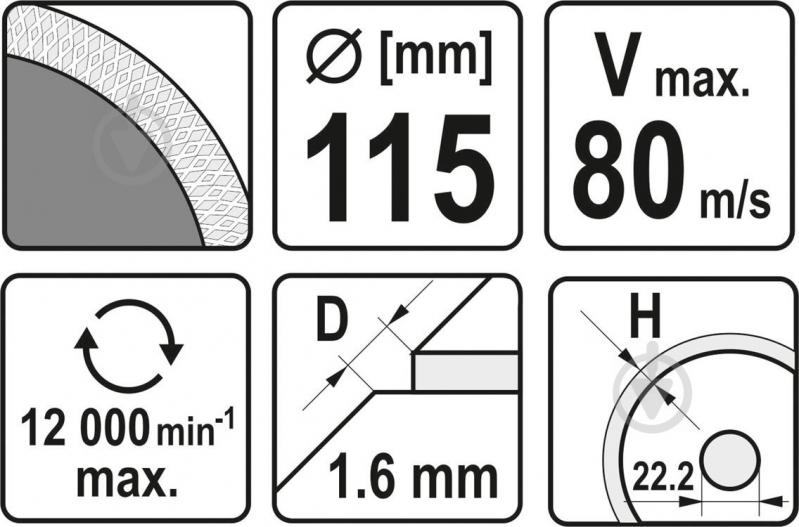 Диск алмазний відрізний YATO 115x1,6x22,2 YT-59971 - фото 3