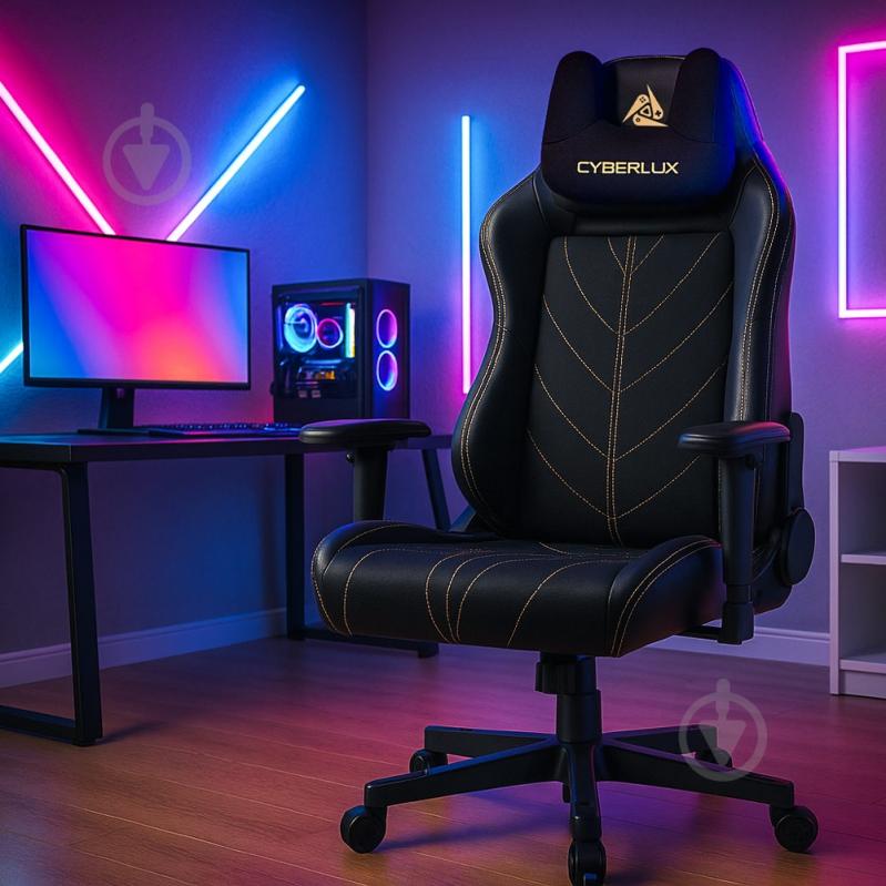 Кресло игровое Cyberlux Helios GM-204 B черный/золотой - фото 2