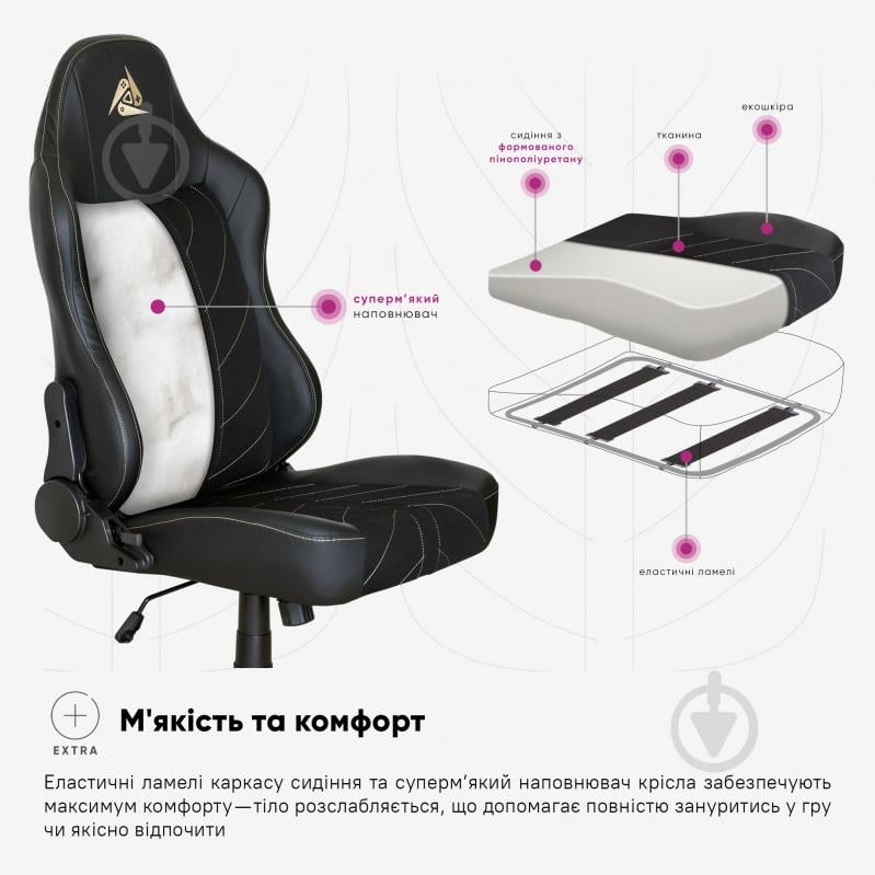 Кресло игровое Cyberlux Helios GM-204 B черный/золотой - фото 7