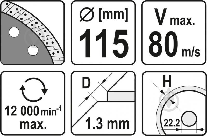 Диск алмазний відрізний YATO 115x1,3x22,2 YT-59981 - фото 2